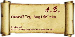 Ambrózy Boglárka névjegykártya