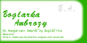 boglarka ambrozy business card